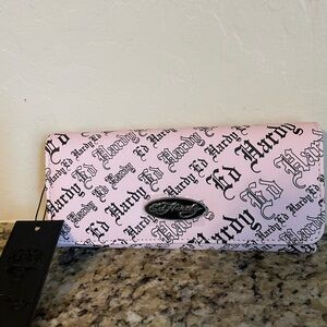 Ed Hardy Pink & Black Logo Wallet